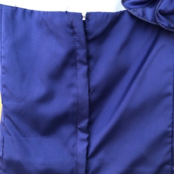 Glamorous Blue Vintage Junior Off Shoulder Formal Dress Prom Party 15-16 Large - Picture 7 of 14